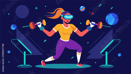 A user feels the burn in their arms and shoulders as they battle their way through a virtual obstacle course using their strength and agility in the. Vector illustration