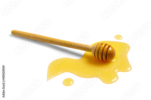 Golden honey drizzled on wh...