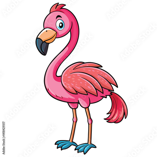 Cute cartoon flamingo illustration