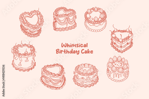Whimsical Hand Drawn Cake for Party Invitation