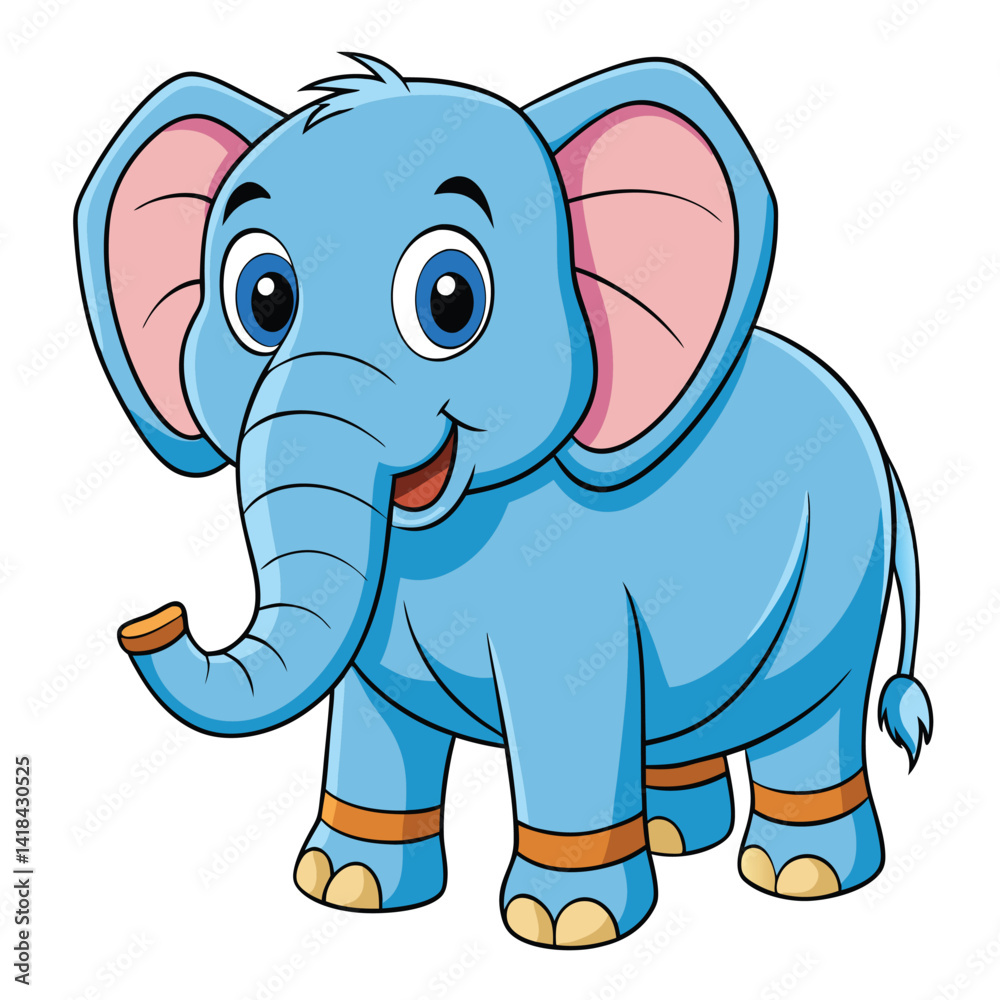 Fototapeta premium Cute cartoon light blue elephant