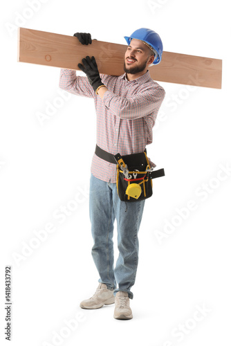 Happy male construction wor...