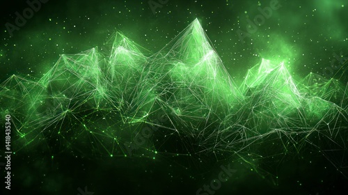 Green mountain range formed with digital connections