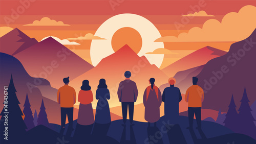 As the sun set behind the mountains church leaders reflected on their responsibility as community influencers and strategized ways to improve their. Vector illustration