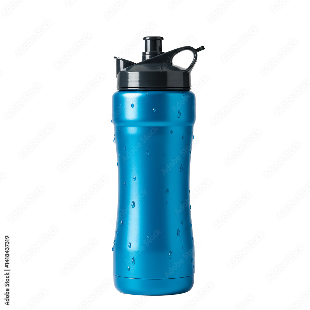 Obraz premium Sleek Blue Water Bottle Hydration Essentials for Active Lifestyles