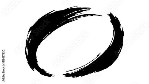 Hand drawn zen logo, black ink circle, for branding and meditation apps