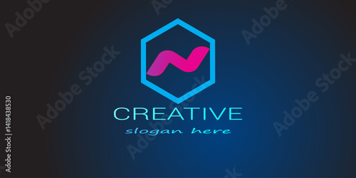 creative hexagon letter logo design. 