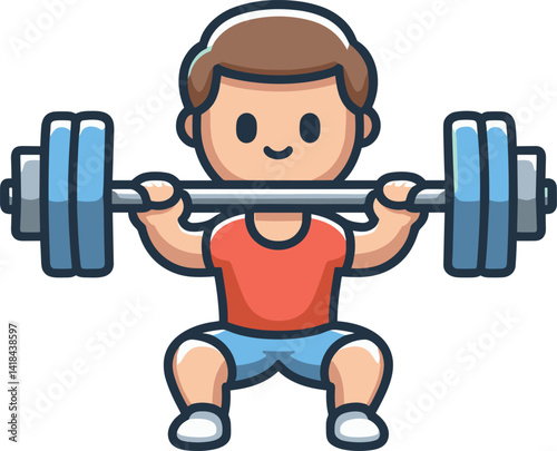 バーベルでトレーニングする男性のイラスト
