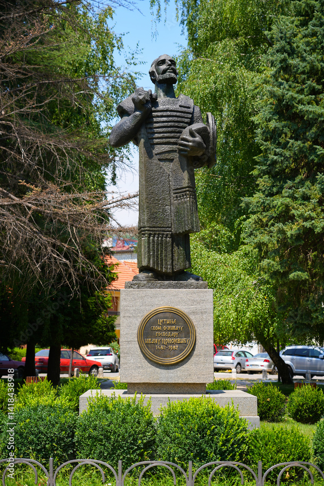 Monument of Ivan Crnojevic in Cetinje, the old capital city of Montenegro - He was the lord of Zeta and led the Serbian resistance against the Ottoman Empire before founding the city