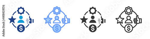 Profesionalism icon set multiple style collection