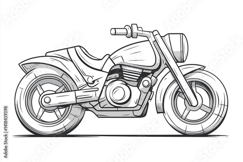 Illustration of a motorcycle with detailed line work and shading on white background