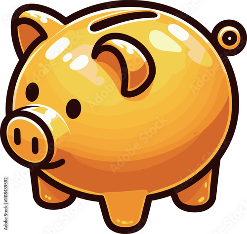 金の豚の貯金箱のイラスト