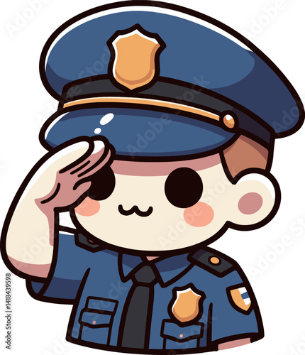 敬礼している警察官のイラスト
