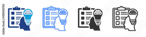 Cognitive Ability Test icon set multiple style collection