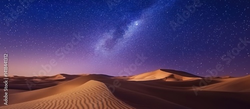 The majestic desert landscape showcasing a starry night sky above