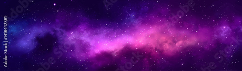 Beautiful cosmic nebula with stars in pink purple blue galaxy, galaxy background