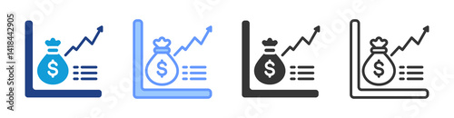 Market Capitalization icon set multiple style collection