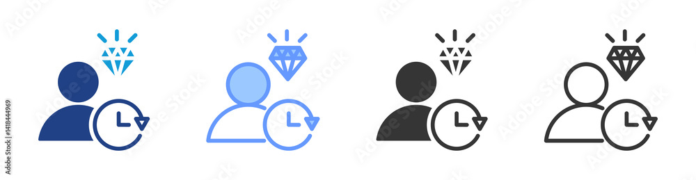 Customer Lifetime Value icon set multiple style collection