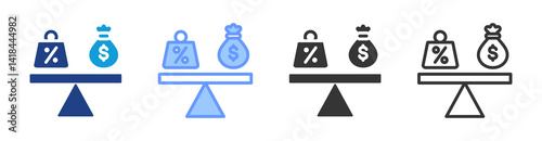 Debt To Equity Ratio icon set multiple style collection