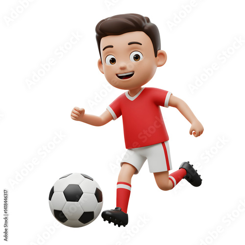 Cartoon soccer player dribbling ball illustration sports football activity
