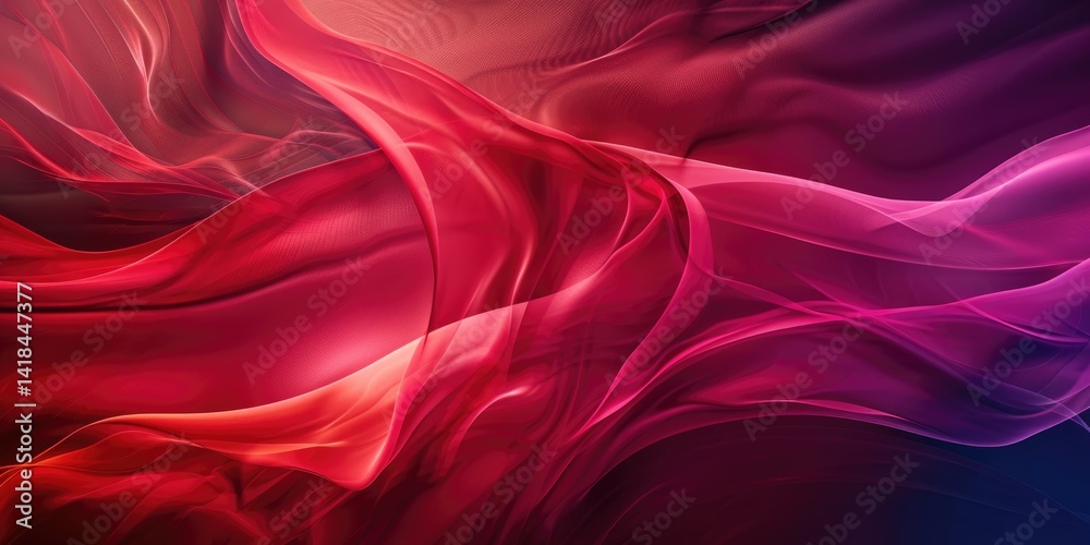Obraz premium Abstract red color wave flowing express the energetic ripple. Seamless texture of vividness curve swirling convey sense of harmony and wonderful scene perfect for effect and graphic design. AIG51.