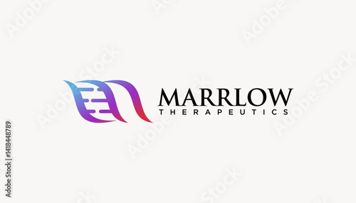Abstract Letter M DNA Biology Logo Concept. Creative Science, Laboratory and Biotechnology Vector Icon.
