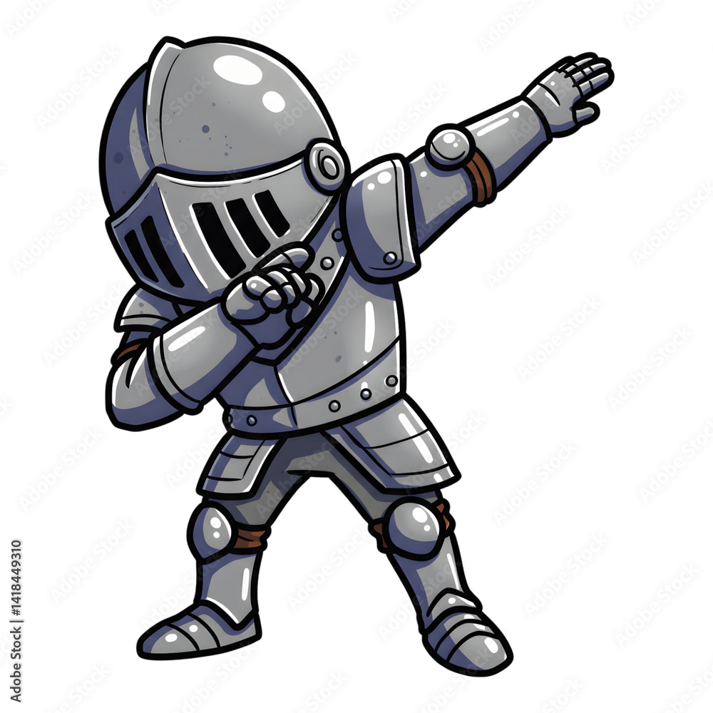 Full-Suit Knight Dabbing with a Raised Arm Pose Full-Suit Knight Dabbing with a Raised Arm Pose