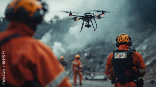 Advanced drone surveillance assisting emergency responders during a disaster scenario