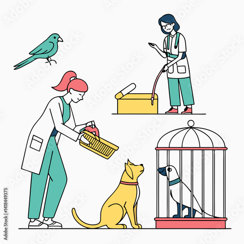  Modern Vector Illustration of Pet and Animal Care