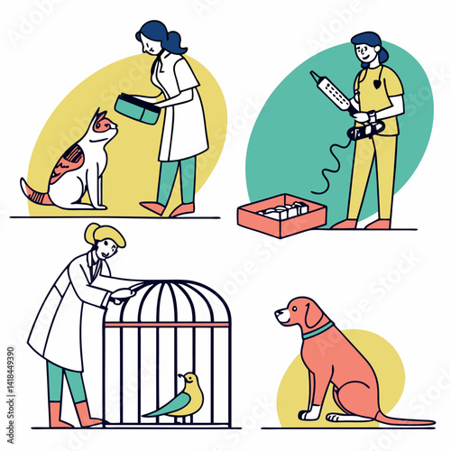  Modern Vector Illustration of Pet and Animal Care