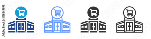 Shopping Mall icon set multiple style collection