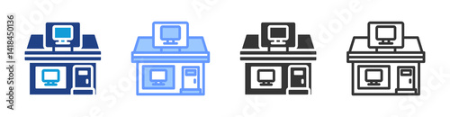 Electronics Stores icon set multiple style collection