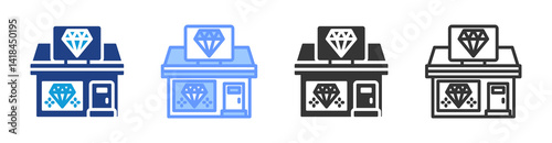 Jewelry Stores icon set multiple style collection