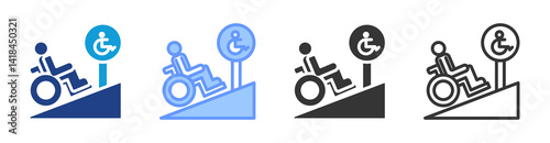 Disability Access icon set multiple style collection