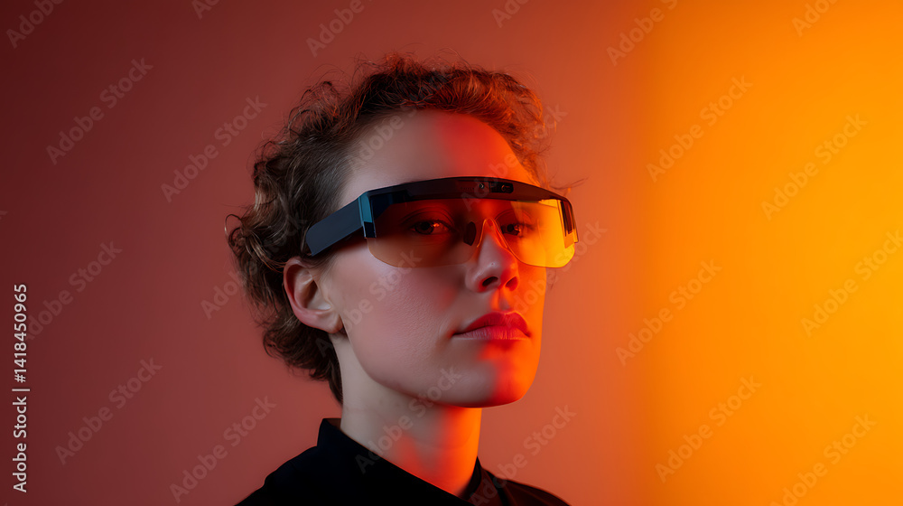 Immersive Tech Insight Cinematic Profile of Innovative Professional with Translucent Eyewear - Next-Gen Creative Visionary in Atmospheric Digital Workspace Immersive Tech Insight Cinematic Profile of Innovative Professional with Translucent Eyewear - Next-Gen Creative Visionary in Atmospheric Digital Workspace