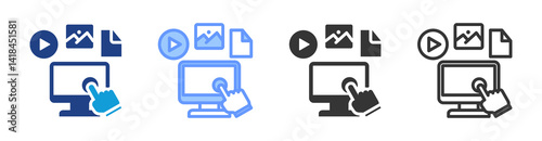 Interactive Multimedia icon set multiple style collection