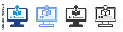 Recorded Lecture icon set multiple style collection