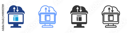 Online Textbooks icon set multiple style collection