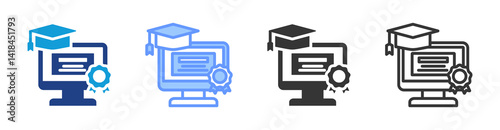 Online Certifications icon set multiple style collection