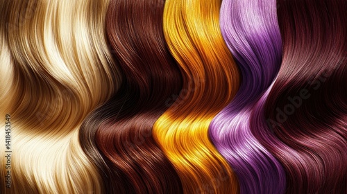 Flowing Hair: A Spectrum of Blonde, Brown, and Purple Hues