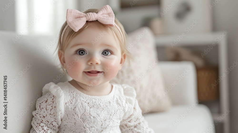 Charming portrait captures the essence of innocence with a smiling toddler girl Charming portrait captures the essence of innocence with a smiling toddler girl