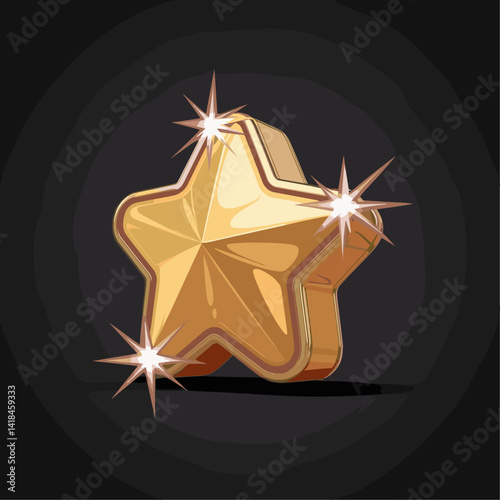 Bright and polished gold star icon, radiating brilliance with sparkling highlights. Perfect for awards, achievements, or any creative project that needs a touch of elegance.
