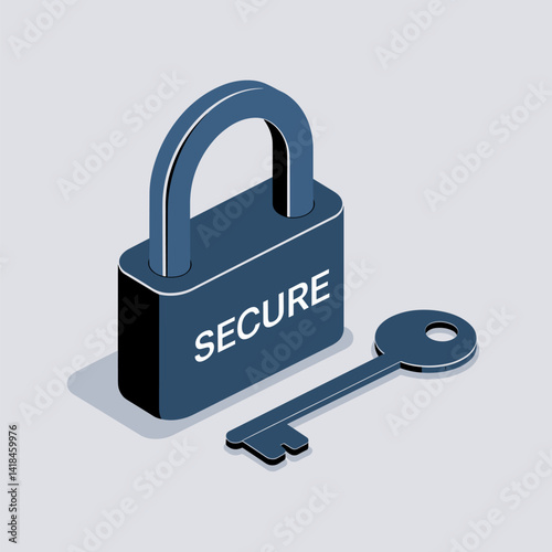 A sleek, modern illustration featuring a lock with the word 'SECURE' and a key, symbolizing security, privacy, and protection in digital and physical spaces.