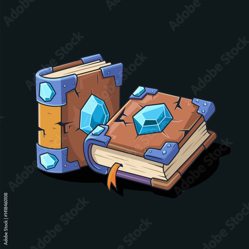 Explore the magic of storytelling with these beautifully illustrated fantasy books featuring sparkling gemstones. Ideal for fantasy-themed projects, gaming, and creative designs.