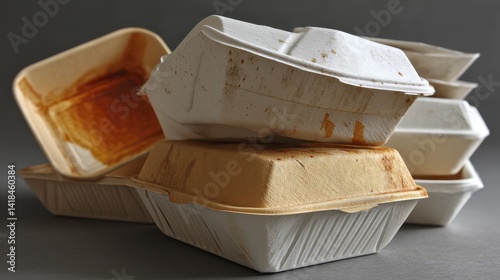 Wallpaper Mural Several used hamburger containers discarded after a meal, showing grease stains - takeaway grease oil Torontodigital.ca