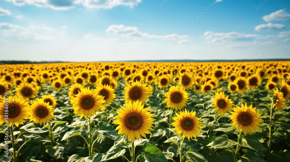 Obraz premium A vast sunny field filled with vibrant blooming sunflowers