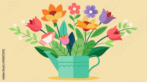 A tastefully arranged bouquet of freshly picked flowers a true representation of the theutic and moodboosting benefits that gardening as a live art. Vector illustration