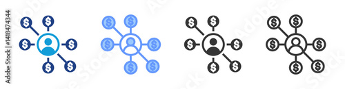 Networks icon set multiple style collection