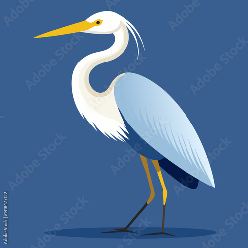 Une grande aigrette blanche dans les marécages du delta du Danube