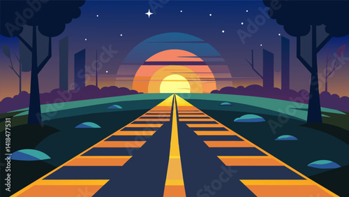 As the sun sets the sidewalk comes alive with glowing chalk creations illuminating the path for passersby and reminding them of the light of Christ.. Vector illustration